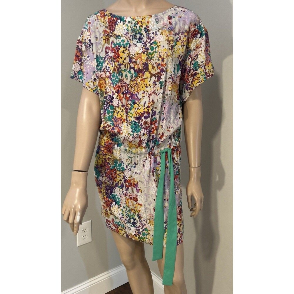 Ali Ro Dress Size 2 Silk Watercolor Tie Waist Blouson